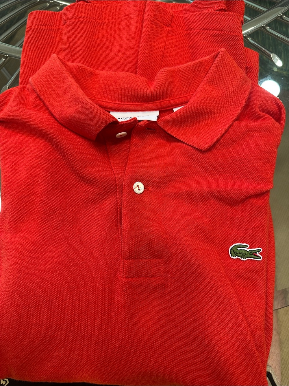 Lacoste men’s Bright Red Polo with Crocodile Logo